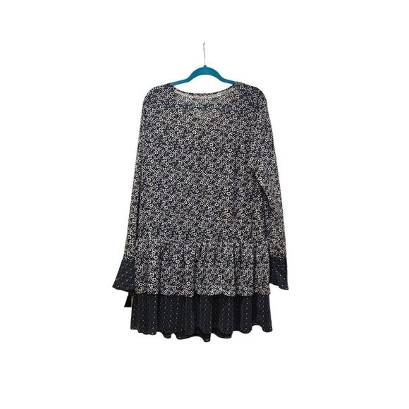 Tularosa Berkley Navy floral Long Sleeve Mini Dress w Flounce Hem, Boho | M EUC - Picture 5 of 8